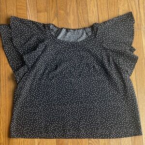 SHEIN Black Blouse with White Dots